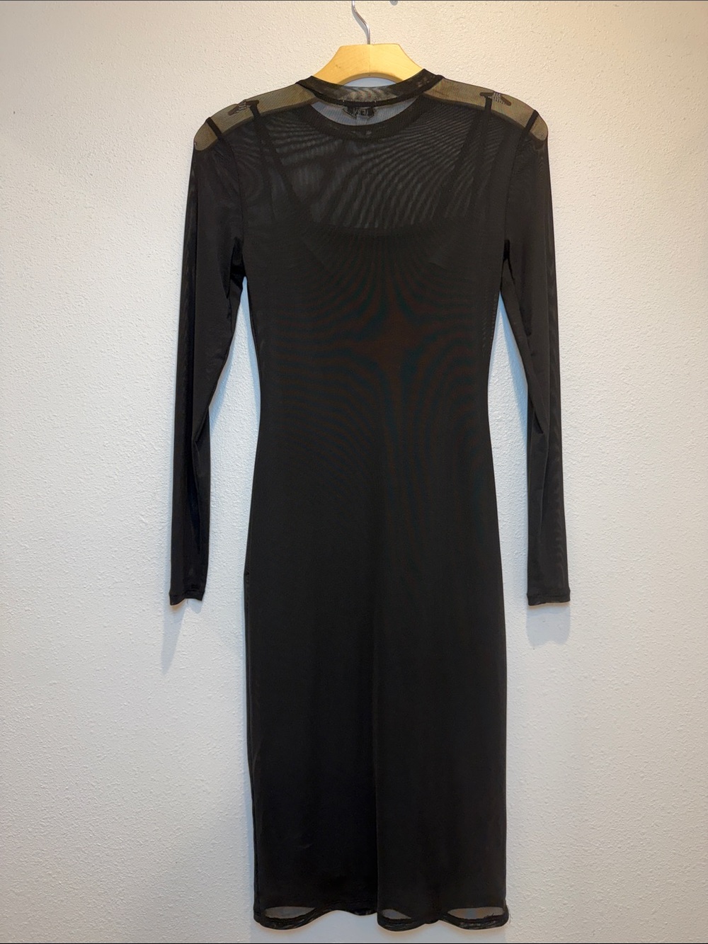 AFRM Mesh Midi Long-Sleeve Black Dress New With Tags XS Bodycon - Picture 2 of 6